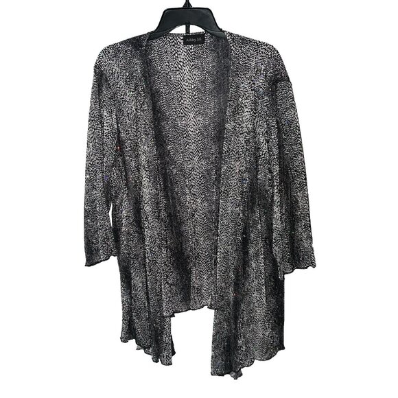 Ashley Hill caridgan size 1X? 2X? open chest sparkly Sequin 3/4 sleeve Festive - Picture 1 of 11